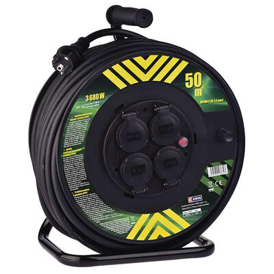 EMOS Prodlužovací gumový kabel na bubnu | 4 zásuvky, 230 V / 50 m, (2,5 mm²) - 1