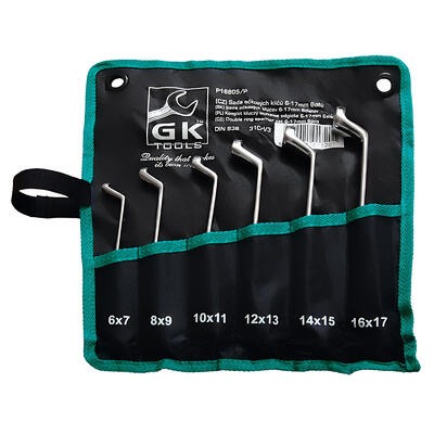 GK TOOLS Sada očkových klíčů vyhnutých chrom 6 dílů | 6-17 mm, textilní obal - 1