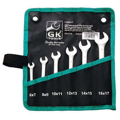 GK TOOLS Sada plochých klíčů, chrom | 6-17 mm, 6 dílů, textilní obal - 1