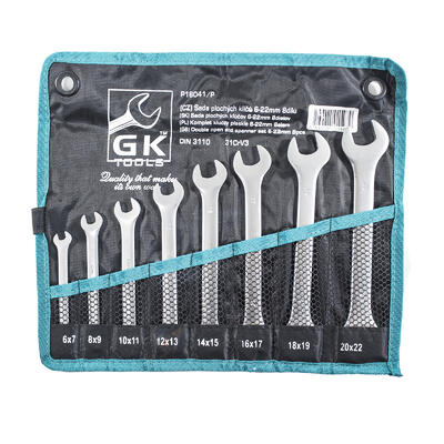 GK TOOLS Sada plochých klíčů, matné | 6-22 mm, 8 dílů, textilní obal - 1