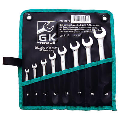 GK TOOLS Sada očkoplochých klíčů, matné | 6-22 mm, 8 dílů, textilní obal - 1