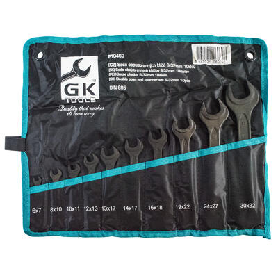 GK TOOLS Sada plochých klíčů 10 dílů | 6-32 mm, textilní obal - 1