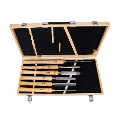 XTLINE Sada struhů s dřevěnou rukojetí 6 dílů (soustružnická dláta) | dřevěný box - 1