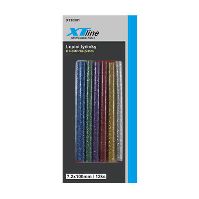 XTLINE Lepicí tavné tyčinky barevné třpytivé | 11x100 mm (1bal/12ks) - 2