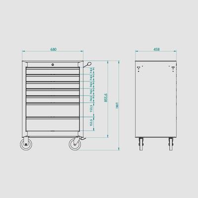 HONITON Montážní vozík na nářadí kovový - prázdný | 680x458x860 mm - 3