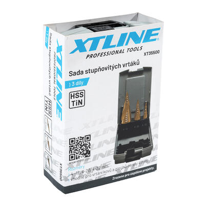XTLINE Sada stupňovitých vrtáků HSS TiN 3 díly | 4-32 mm, plastový obal - 4