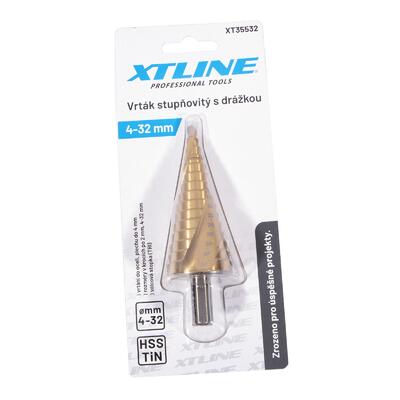 XTLINE Vrták stupňovitý HSS TiN | 6-38 mm krok 3 mm (TRI) - 4