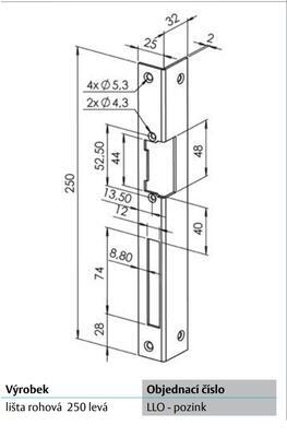 Protiplech - Lišta - k elektrickým otvíračům úhlový levý LL0 - 4