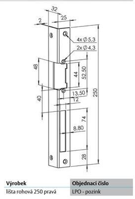 Protiplech - Lišta - k elektrickým otvíračům úhlový pravý LP0 - 4